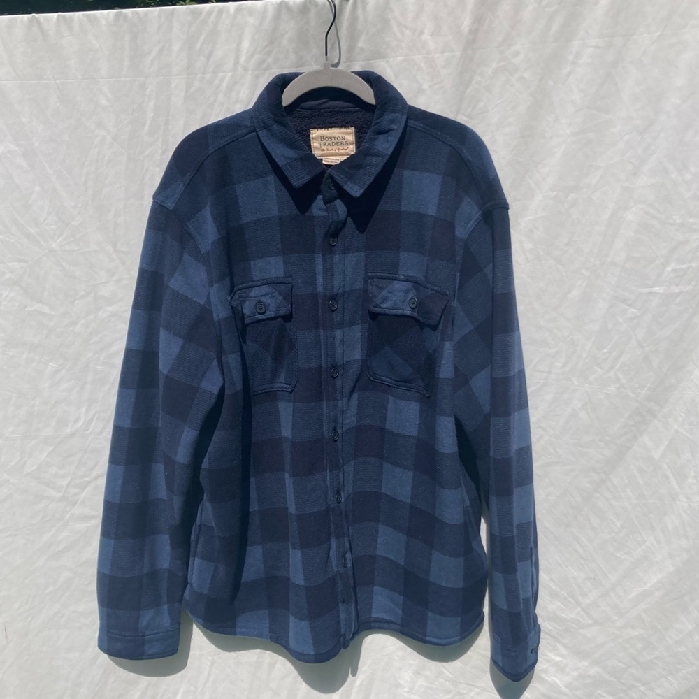 Boston Traders blue plaid fleece lined jacket, size XXL